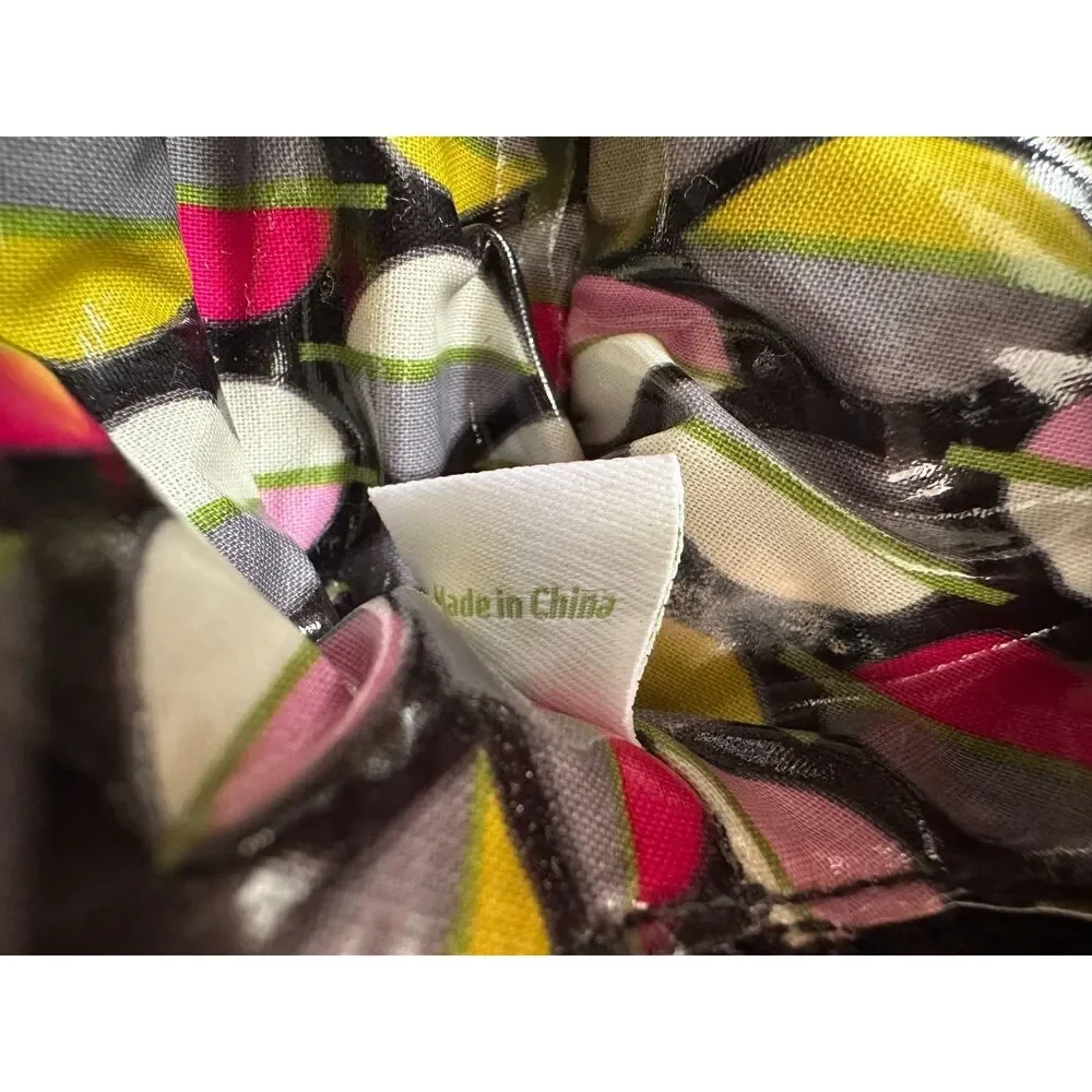 Vera Bradley Black Quilted Ruffled Cosmetics Makeup Bag Beauty Travel Pouch